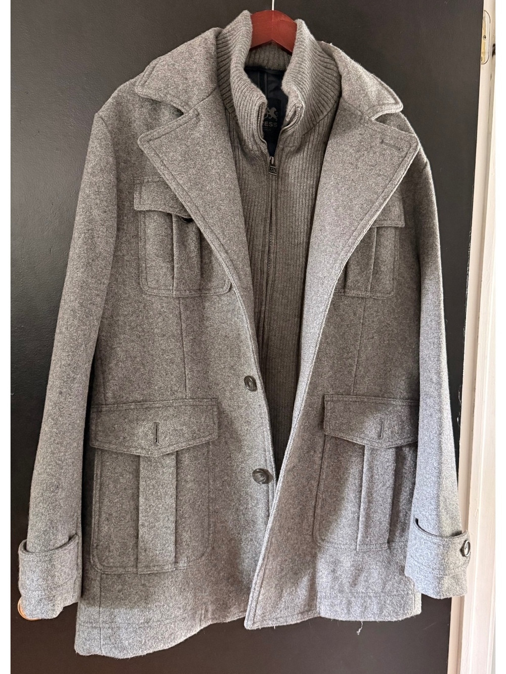 **Express Men’s Wool Blend Coat – Size Large**